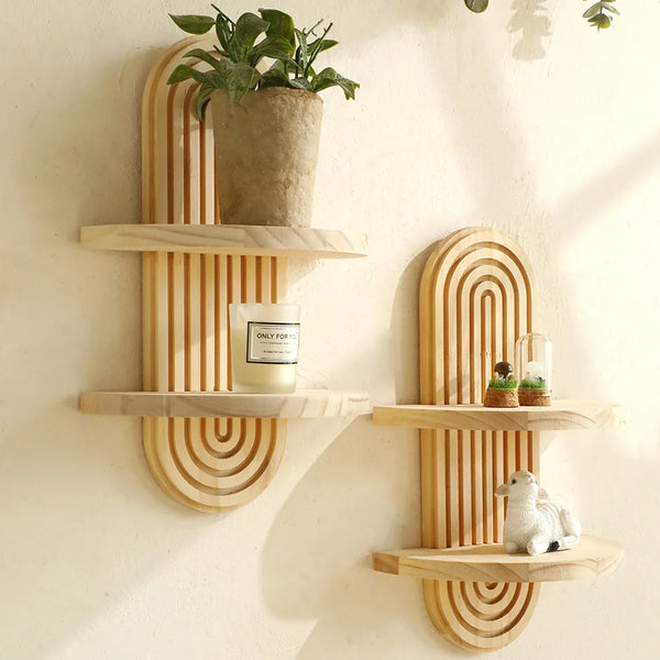 Boho Wooden Wall Shelves