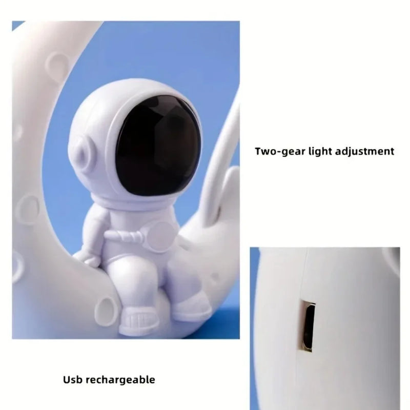 Creative Moon Astronaut Nightlight, LED Small Desk Lamp For Bedroom Decoration, Christmas Gift  neon sign  night light
