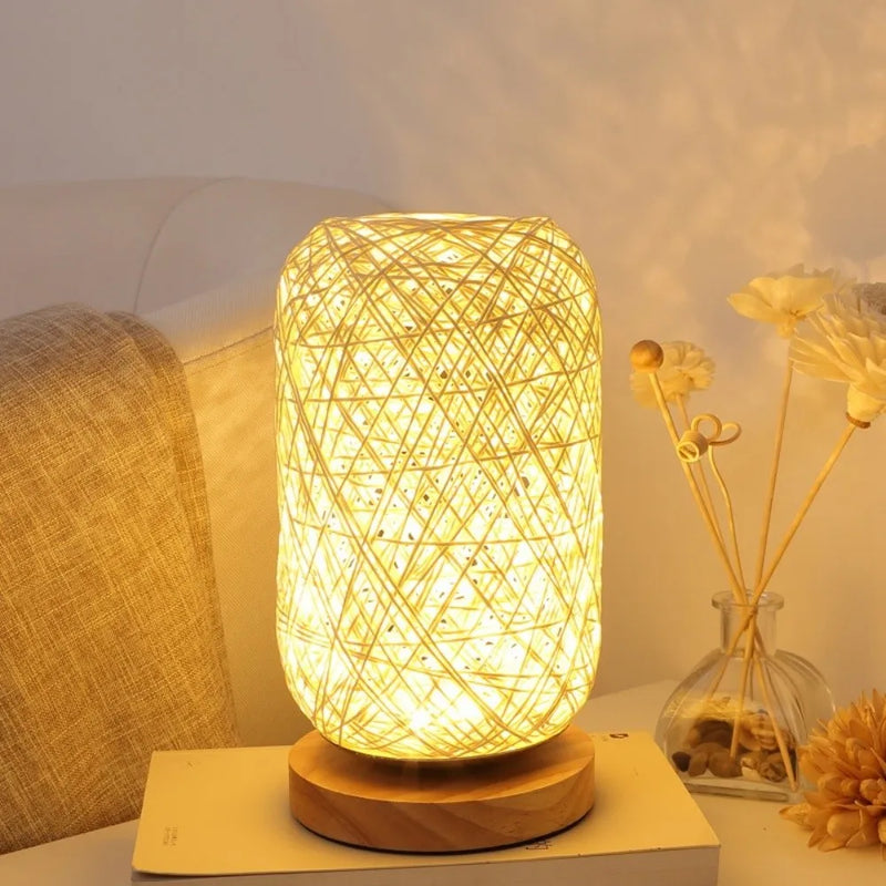 Decor Lighting Wooden Twine Led Night Light Creative USB Plug Table Lamp Romantic Dimming Switch Bedside Lamp Bedroom